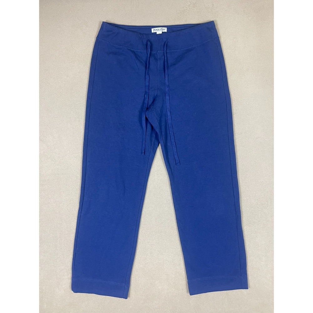 Pendleton Pants Womens M Blue Cropped Drawstring Knit Cotton Blend EUC